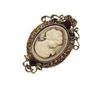 Broche élégante en forme de camée dorée sophistiquée pour mariage, bal de fin d'année, célébrations et bijoux camée en alliage robuste, taille unique, Comme décrit