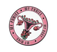 Broche élégante en forme de cercle d'anatomie féminine, badge en alliage robuste, accessoire symbolique pour femme pour les supporters du féminisme, l'utérus créatif, Einheitsgröße, comme décrit
