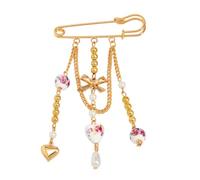 Broche élégante en forme de cœur avec nœud et perles - Bijoux polyvalents pour femme - Tenue professionnelle - Avec perles