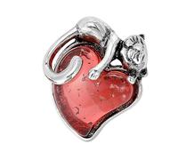 Broche élégante en forme de cœur émaillé en forme de chaton - Accessoire de mode - En alliage - Broche pour elle et amie, taille unique, Comme décrit