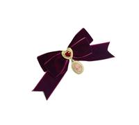 Broche élégante en forme de cœur et de nœud papillon en velours pour fête et photographie à thème, taille unique, Comme décrit