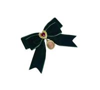 Broche élégante en forme de cœur et de nœud papillon en velours pour fête et photographie à thème, taille unique, Comme décrit