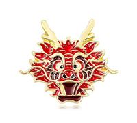 Broche élégante en forme de dragon avec signe du zodiaque chinois - Épinglettes ethniques - En forme de dragon, taille unique, Comme décrit
