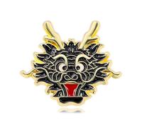 Broche élégante en forme de dragon avec signe du zodiaque chinois - Épinglettes ethniques - Pour fêtes et fêtes, taille unique, Comme décrit