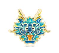 Broche élégante en forme de dragon avec signe du zodiaque chinois - Épinglettes ethniques - Pour fêtes et fêtes, taille unique, Comme décrit