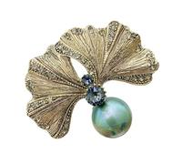 Broche élégante en forme de feuille de gingko - Pour vêtements et vêtements - Convient pour un usage quotidien ou une fête - Broche vintage en forme de feuille de ginkgo, taille unique, Comme décrit