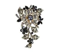 Broche élégante en forme de fleur en cristal pour soirée, tenue de bureau, bijoux tendance rétro en alliage robuste, boîte cadeau, broche prête à l'emploi, fête, mariage, taille unique, Comme décrit