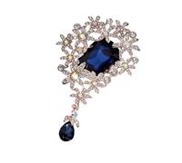 Broche élégante en forme de fleur en cristal pour soirée, tenue de bureau, bijoux tendance rétro en alliage robuste, boîte cadeau, broche prête à l'emploi, fête, mariage, taille unique, Comme décrit