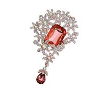 Broche élégante en forme de fleur en cristal pour soirée, tenue de bureau, bijoux tendance rétro en alliage robuste, boîte cadeau, broche prête à l'emploi, fête, mariage, taille unique, Comme décrit