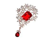 Broche élégante en forme de fleur en cristal pour soirée, tenue de bureau, bijoux tendance rétro en alliage robuste, boîte cadeau, broche prête à l'emploi, fête, mariage, taille unique, Comme décrit