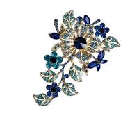 Broche élégante en forme de fleur en cristal pour soirée, tenue de bureau, bijoux tendance rétro en alliage robuste, boîte cadeau, broche prête à l'emploi, fête, mariage, taille unique, Comme décrit