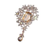 Broche élégante en forme de fleur en cristal pour soirée, tenue de bureau, bijoux tendance rétro en alliage robuste, boîte cadeau, broche prête à l'emploi, fête, mariage, taille unique, Comme décrit