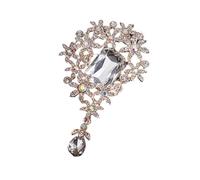 Broche élégante en forme de fleur en cristal pour soirée, tenue de bureau, bijoux tendance rétro en alliage robuste, boîte cadeau, broche prête à l'emploi, fête, mariage, taille unique, Comme décrit