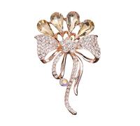 Broche élégante en forme de fleur en métal ornée de strass pour femme Accessoire pratique Badge Texture en alliage pour tous les jours, taille unique, Comme décrit