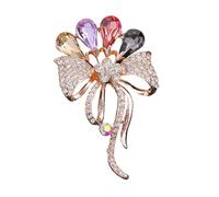 Broche élégante en forme de fleur en métal ornée de strass pour femme Accessoire pratique Badge Texture en alliage pour tous les jours, taille unique, Comme décrit