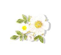 Broche élégante en forme de fleur en strass et perles pour femmes, broche florale polyvalente, accessoire de bijoux, accessoire inspiré de la nature, taille unique, Comme décrit