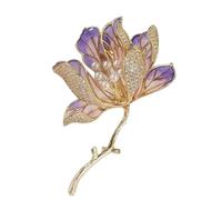 Broche élégante en forme de fleur pour femme avec ornements en alliage, accessoire de bijoux pour banquet ou fête