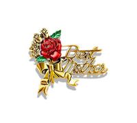 Broche élégante en forme de fleur pour femmes et filles, maman, tendance, rouge, bleu, rose, vert, feuille, nœud, ruban, épingles, accessoires de robe, bijoux d'anniversaire pour maman, épouse, Métal