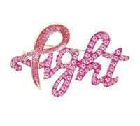 Broche élégante en forme de lettres de sensibilisation au cancer du sein avec diamants étincelants pour femme - Accessoire de mode élégant pour le carcinome du sein, One Size, Comme décrit