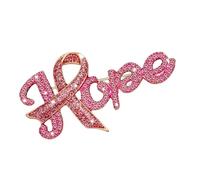 Broche élégante en forme de lettres de sensibilisation au cancer du sein avec diamants étincelants pour femme - Accessoire de mode élégant pour le carcinome du sein, One Size, Comme décrit