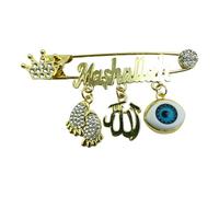 Broche élégante en forme de lettres turques en alliage, design culturel unique pour améliorer la tenue élégante, accessoire de bijoux culturels