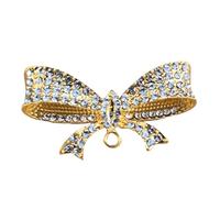 Broche élégante en forme de nœud avec cristaux en alliage robuste pour femme faite à la main, taille unique, Comme décrit