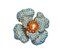Broche élégante en forme de pivoine avec strass étincelants de style chinois émaillé pour femme Broche élégante en alliage floral, taille unique, Comme décrit