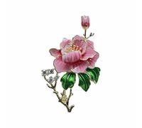 Broche élégante en forme de pivoine pour corsage d'écharpe, motif vintage peint en forme de feuille de lotus, As show, Acier allié