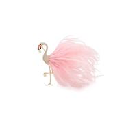 Broche élégante en forme de plume d'oiseau avec accents de cristal doré, style flamant rose tropical, bijoux tendance, 6,5 cm x 10 cm, 10 X 6.5 Centimeters, Zinc
