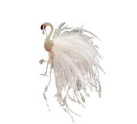 Broche élégante en forme de plume d'oiseau avec accents de cristal doré, style flamant rose tropical, bijoux tendance, 6,5 cm x 10 cm, 10 X 6.5 Centimeters, Zinc