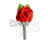 Broche élégante en forme de rose pour femme | Broche de corsage de mariage avec perles de cristal et perles en tissu - Accessoires de costume - Bijoux pour mariée et marié