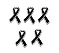 Broche élégante en forme de ruban - Accessoire en métal pour occasions décontractées ou formelles - Broche polyvalente en cristal noir, taille unique, Comme décrit