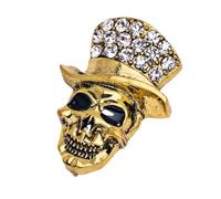 Broche élégante en forme de tête de mort sophistiquée avec strass en alliage texturé pour vêtements, bijoux adaptés pour les femmes, cadeau d'Halloween, broche en forme de crâne de serpent, taille