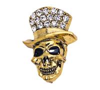 Broche élégante en forme de tête de mort sophistiquée avec strass - Texture en alliage - Bijoux pour vêtements - Convient pour les femmes - Cadeau vintage - Squelette en alliage, taille unique, Comme