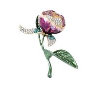 Broche élégante en forme de tulipe avec accents de cristal, accessoire de mode unisexe parfait pour un usage quotidien et des occasions spéciales Broche florale en strass
