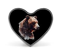 Broche élégante en forme d'ours sauvage pour homme, motif aquarelle, boutons en forme de cœur, badge, bijoux pour vêtements et chapeaux