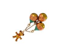 Broche élégante en forme d'ourson en ballon tendance avec pompon - Bijou unisexe - Pour les amateurs de mode - Fait à la main - Avec pompons