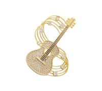 Broche élégante en strass dorés avec fermoir sécurisé pour les amateurs de musique - Décoration tendance - Bijoux musicaux dorés, taille unique, Comme décrit