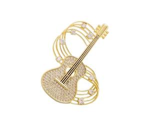 Broche élégante en strass dorés avec fermoir sécurisé pour les amateurs de musique - Décoration tendance - Bijoux musicaux dorés, taille unique, Comme décrit