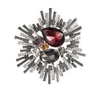 Broche élégante inspirée des tribunaux style baroques en cristal pour femme, polyvalente, vintage, en alliage, décoration de robe en cristal, 5.4cm, Comme décrit