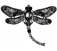 Broche - Élégante libellule - Accessoire de mode - Cristaux de zirconium - Polyvalente - Épingle de sûreté - 6 cm de large