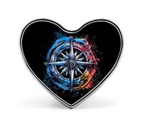 Broche élégante pour homme, motif boussole dessinée à la main, aquarelle nautique, boutons en forme de cœur, badge, bijoux pour vêtements et chapeaux