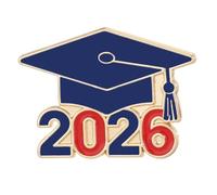 Broche élégante sur le thème 2026 en alliage de zinc, idéale pour les cadeaux de remise de diplôme et les cérémonies, One Size, Comme décrit