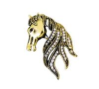 Broche élégante tête de cheval design rétro zodiaque élégant signe en alliage accessoire pour femmes mode garde-robe mise à niveau épingle design de cheval unique, taille unique, Comme décrit