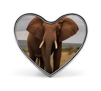 Broche éléphant d'Afrique, 2,5 cm, en métal, en forme de cœur. Légère et aux bords lisses, elle est idéale pour décorer chemises, vestes et sacs. Un cadeau parfait pour vos amis et votre famille.