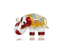 Broche éléphant de cirque style exotique goutte à goutte huile éléphant accessoire broche polyvalente, Pierre Verre Pierre Émail Verre, Zircone cubique Agate Obsidienne