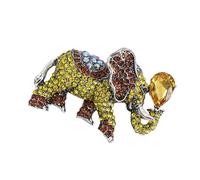 Broche éléphant en strass fabriquée à la main - Avec insigne moderne - Symbole porte-bonheur, taille unique, Comme décrit