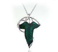 Broche Elfique Feuille de Lorien Verte / Collier « Seigneur des Anneaux », Émail