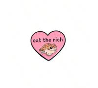 Broche émail de grenouille mignonne et drôle "Mangez les riches". Épinglette décorative personnalisée, ornements de revers, badges de sac, bijoux, cadeaux. Idéal pour la Saint-Valentin, les vêtements,