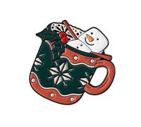 Broche Émaillée Bonhomme De Neige Élan Festif Conception Tasse Noël Épingle En Alliage Bijoux Poitrine Pour Ami Saison Des Vacances